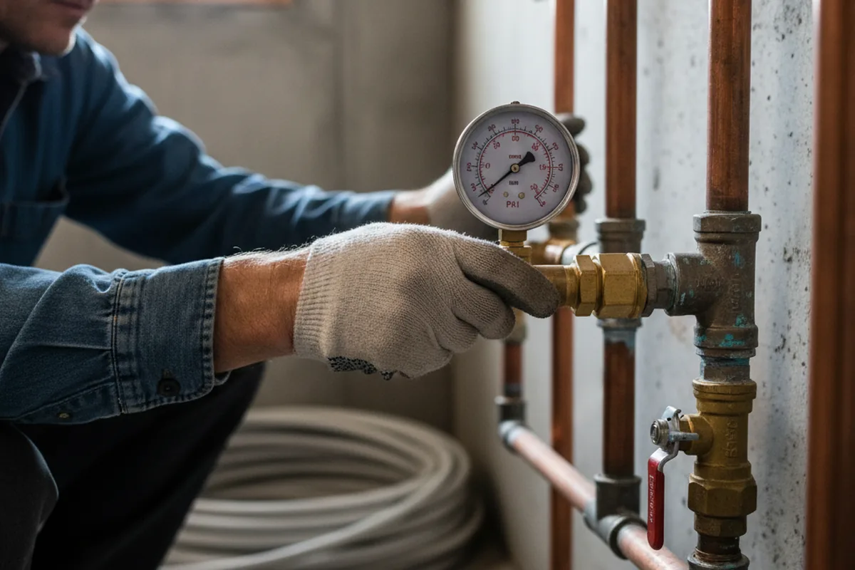 Pressure testing a repaired line during Water Line Repair in Castalian Springs
